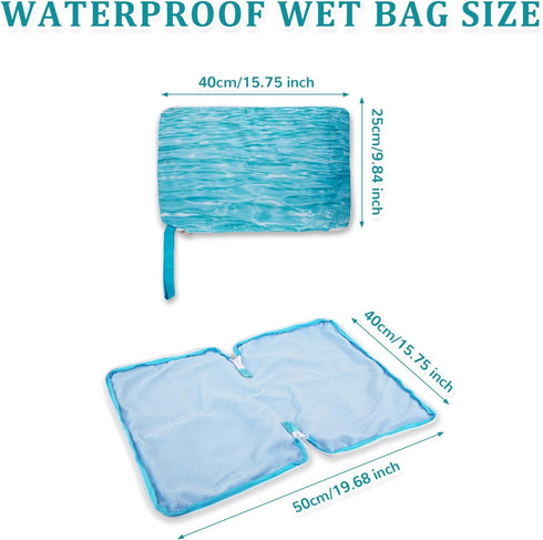 Generic Swimming Waterproof Embedded Towel Wet Dry Bag, Oxford Cloth Zipper Design Portable Wet Bag for Swimsuit
