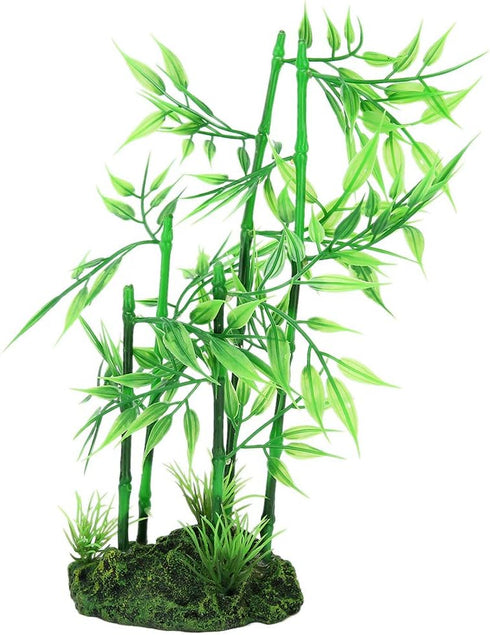 Aquarium Bamboo Plant, Artificial Green Leaf Plant for Fish Tank Landscape Decor (Bluestone Bamboo)