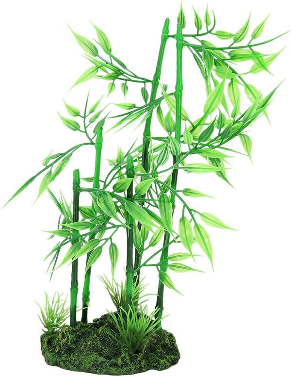 Aquarium Bamboo Plant, Artificial Green Leaf Plant for Fish Tank Landscape Decor (Bluestone Bamboo)