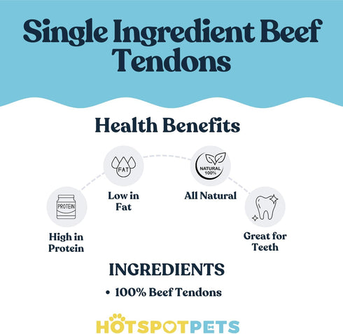 hotspot pets Beef Tendon Chews for Dogs (10 Pack) - 8 Inch All Natural, Grass-Fed Premium USDA Beef Stick Treats