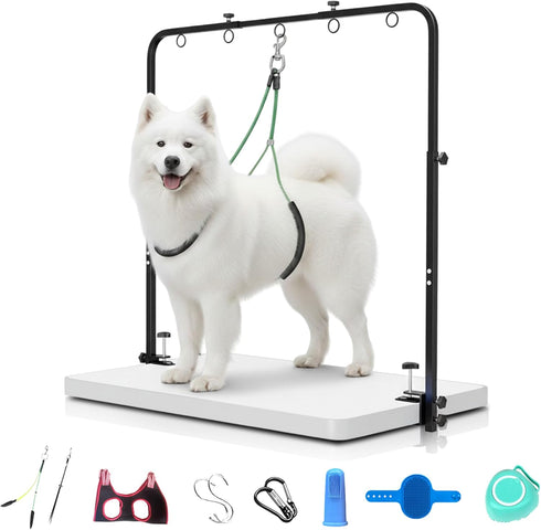 Hammock 42" Dog Grooming Arm with Adjustable Dog Grooming Stand with Clamp for Table, Foldable Stainless Steel Grooming