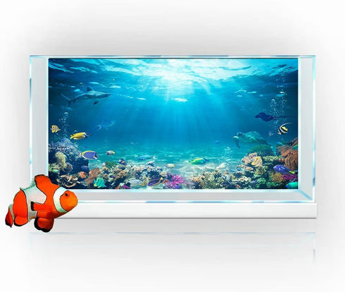 36X24IN Under The Sea Coral Reef Aquarium Background - Terrarium Background with 10 EVA Tape