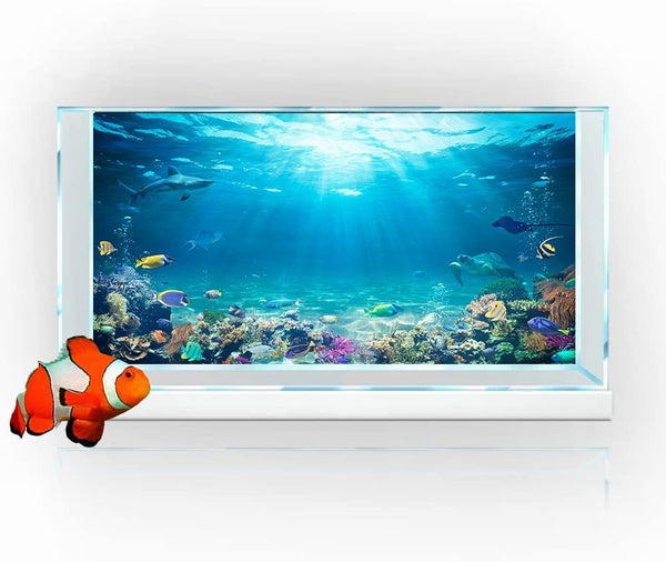 36X24IN Under The Sea Coral Reef Aquarium Background - Terrarium Background with 10 EVA Tape
