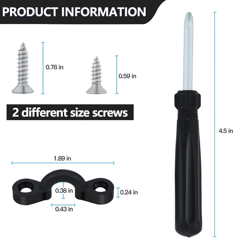 Kayak Pad Eye Deck Loops Tie Down with Screws for Kayak Rigging, 10Pcs, Black