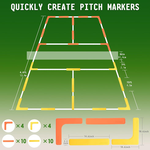 28pcs 84pcs, Hikeen Court Lines Marker Kit Anti-Slip and Wind-Resistant Throw Down Markers or Pickleball Net Court