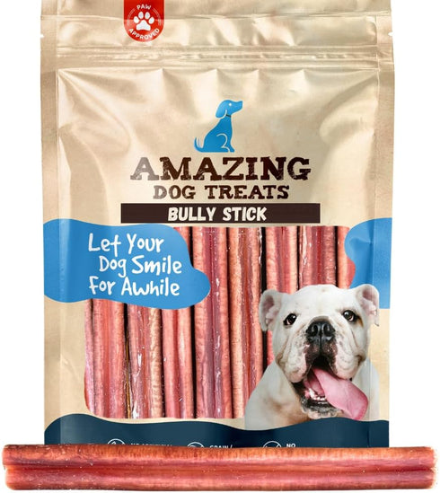 Amazing Dog Treats - Medium Size Bully Sticks (15 Pcs/Pack) for Small to Medium Dogs