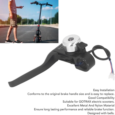 Left Brake Lever, Nylon and Metal Replacement Handle with Bell for GOTRAX Electric Scooter