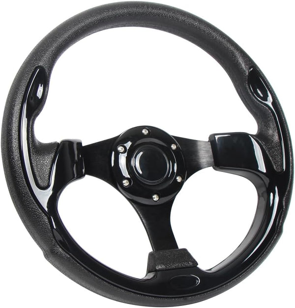 Universal EZGO Steering Wheel with Black Aluminum Frame, Fits Yamaha Club Car DS & Precedent