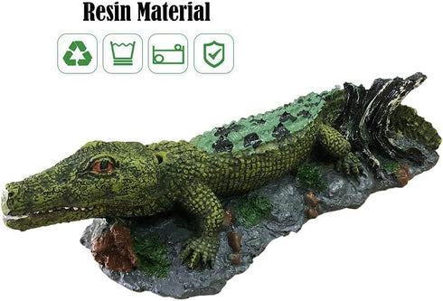Aquarium Alligator Air Bubbler Decorations - Crocodile Ornament for Aerating Action, Oxygen Bubble Resin Crafts