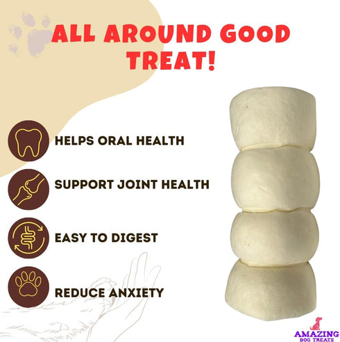 Amazing Dog Treats, Beef Cheek Rolls, Mega Thick 5-6", 8 Pcs, Safe Rawhide Alternative for Power Chewers.