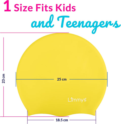 Limmys Kids Swimming Cap - 100% Silicone Swim Caps for Boys and Girls - Premium Quality, Comfortable Hats