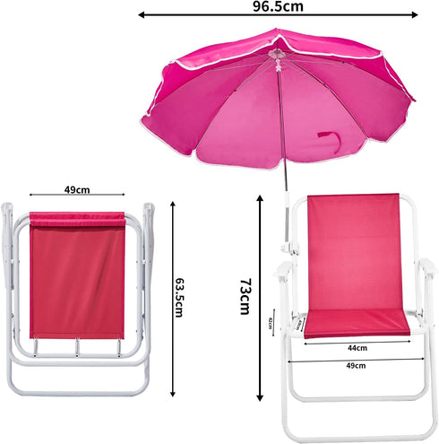 Generic Folding Beach Chairs, Outdoor Picnic Portable Chair with Removable Umbrella, Camping Chair for Patio, Pool