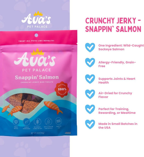 Avas Pet Palace Snappin Salmon Air-Dried Wild-Caught Salmon Jerky Dog Treats | Sustainable, High-Protein