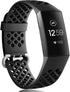 Wepro Bands Replacement for Fitbit Charge 3, Large Waterproof Breathable Sport Strap Accessories for Charge 3 SE, Black