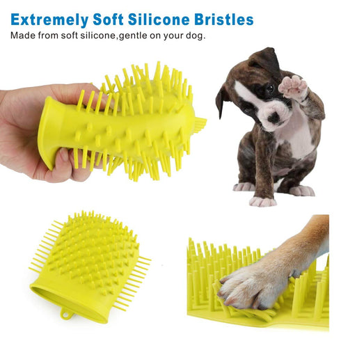 Idepet Dog Paw Cleaner Cup with Towel, Portable Pet Foot Washer for Puppy Cats, Green