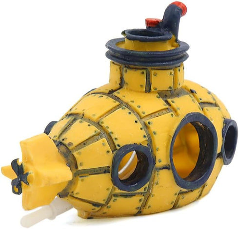 uxcell Bubble Maker Aquarium Fish Tank Decoration, Yellow Spaceship Ornament 13x6x8cm