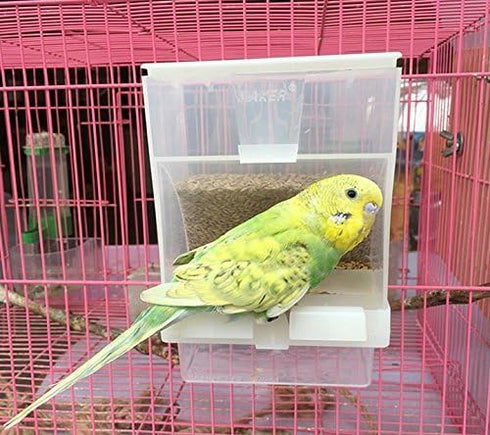 Hypeety Automatic Bird Feeder, No Mess Pet Feeder Seed Food Container for Budgerigar Canary Cockatiel Finch
