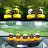 wonuu Rubber Duck Toy Car - Yellow Duck Dashboard Decorations, Squeeze Duck Bicycle Horns with Propeller Helmet