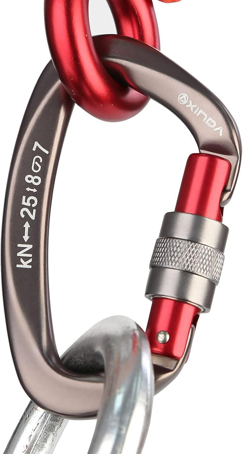 Screwgate Locking Carabiner Clip - Heavy Duty Rock Climbing Carabiner, Screw Lock for Outdoor Equipment