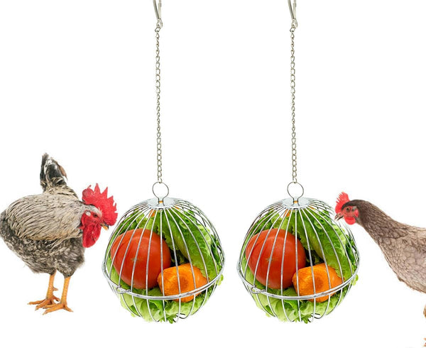 Vehomy Chicken Treat Ball Chicken Vegetable Feeder Veggie Hanging Ball Toy for Hens