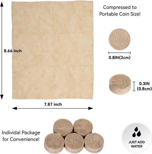 Backpacking Compressed Towel Tablets - Disposable Compostable Toilet Paper Tablets for Travel, Hiking, Camping