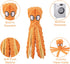 WishLotus Octopus Dog Chew Toy, No Stuffing Plush Squeaky Toy with Crinkle Paper for Small, Medium Dogs (Orange)