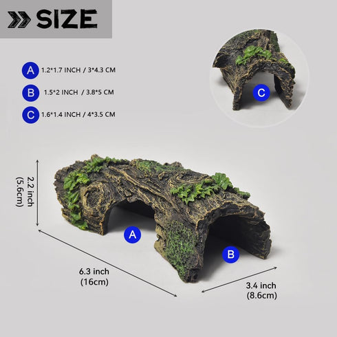 Large Aquarium Decorations - Air Bubbler Tree Fish House for Betta Hideout, Buddha Decor Temple Ruins, Reptile Shelter