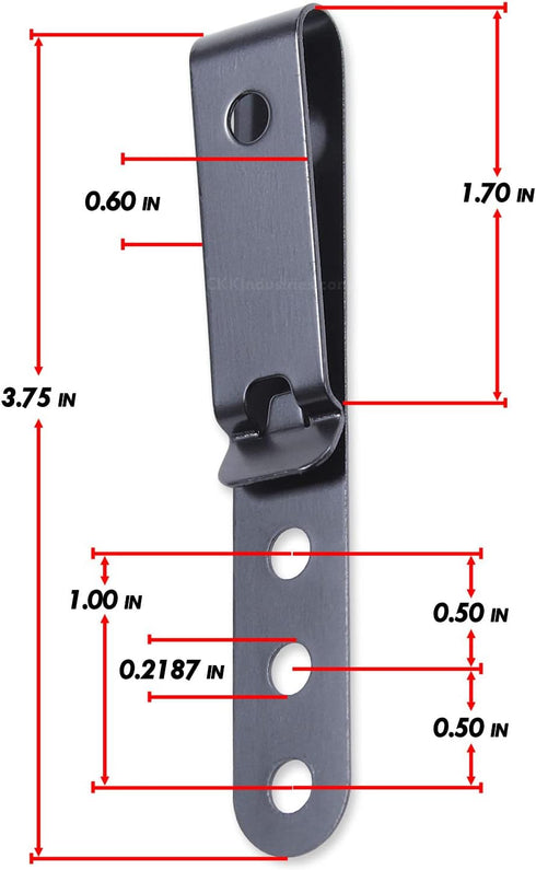 HolsterSmith Universal Metal Belt Clip for Holster Making - (Model 5) - (3-Hole) - (Tactical Black) - (w/SPTHA Mounting Hardware) - (2 Pack)