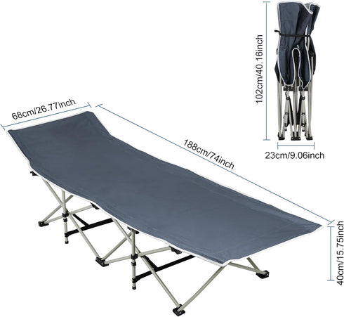 sexaoalx Foldable Camping Cot for Adult, Folding Chaise Lounge Chair for Indoor Outdoor, Outdoor Sleeping Cot Bed