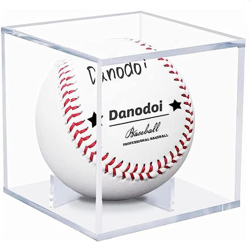 Danodoi Baseball Display Case UV Protected Acrylic Clear Baseball Holder Square Cube