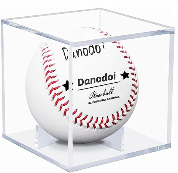 Danodoi Baseball Display Case UV Protected Acrylic Clear Baseball Holder Square Cube