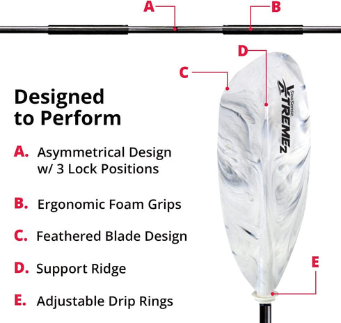 SeaSense Xtreme 2 Kayak Paddle, 96” Fiberglass Reinforced Nylon Blades for Sport and Recreational Kayaking