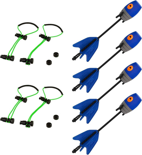 Zing HyperStrike Bow Bungee Replacement and Arrow Refill Pack, Includes 2 Green Bungee Sets and 4 Blue Arrows