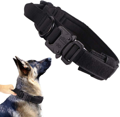 Xqpetlihai Tactical Dog Collar, Adjustable Military Nylon Dog Collar with Control Handle for Medium and Large Dogs