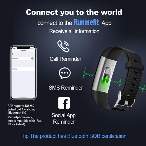 Fitness Tracker with Blood Pressure, Heart Rate, Blood Oxygen Monitor, Activity Tracker Sleep Monitor Smart Watch for