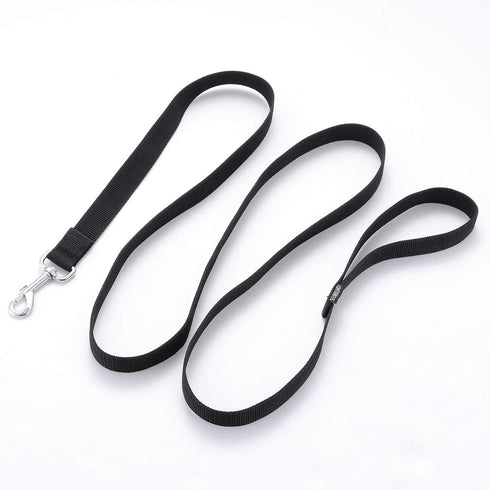 Strong Durable Nylon Dog Training Leash, 1 Inch Wide Traction Rope, 6 ft 10ft 15ft Long, for Small and Medium Dog (Black, 10 Feet)