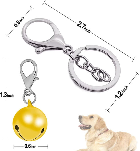 Pet Bells for Dog Cat Collar 6 Pack, Charm Pet Pendant Accessories with 1 Pack Stainless Steel Keychain