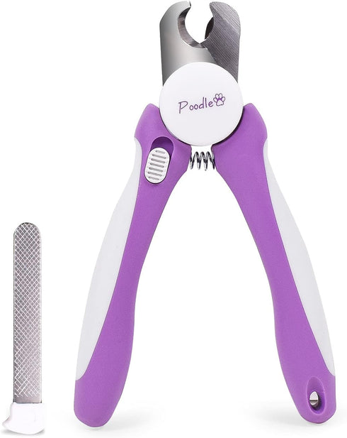 Professional Nail Clippers with Safety Guard for Dogs & Cats by Poodle Pet, Stainless Steel Blades for Smooth Cuts