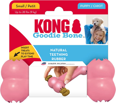 KONG Puppy Goodie Bone, Stuffable Dog Toy for Small Puppies, Natural Rubber Chew Toy, Pink