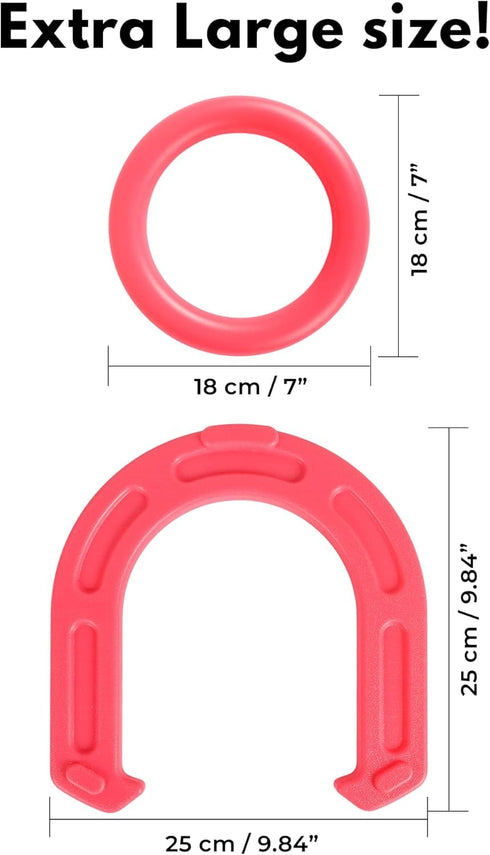 Set 10" Giant Horseshoe Game for Adults and Family Oversized Lawn Toss Game with Jumbo Horseshoes, Rings, Stakes
