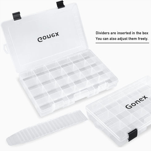 Gonex Fishing Tackle Boxes, 3600 3700 Tackle Trays with Adjustable Dividers, Clear Plastic Organizer for Fishing