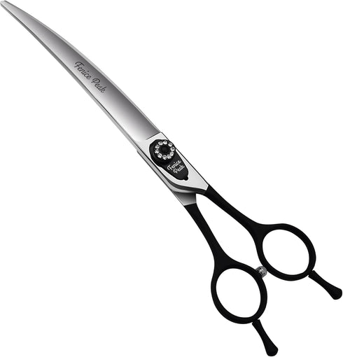 Fenice 7.5" Professional Grooming Scissors for Dogs, Curved Shears Made of Japanese Stainless Steel (Black)