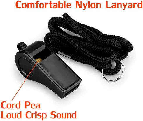 Whistle, 2 Packs Plastic Sports Whistles with Lanyard, Loud Crisp Sound Ideal for Coaches, Referees, and Officials