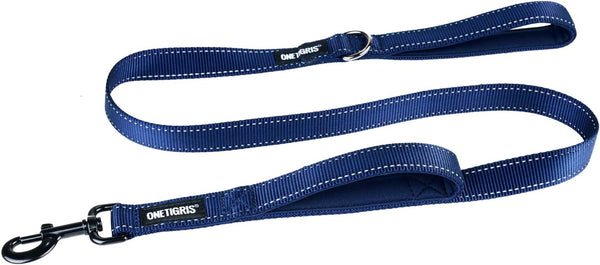 OneTigris No-Pull Handled Dog Walking Leash - Long Traffic Leads for Medium to Large Dogs (Blue, 4FT)