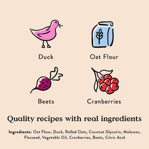 Bocce’s Bakery Oven Baked Duck Recipe Treats for Dogs, Wheat-Free Everyday Dog Treats, Made with Real Ingredients, Baked in The USA, All-Natural Soft & Chewy Cookies, Duck, 6 oz
