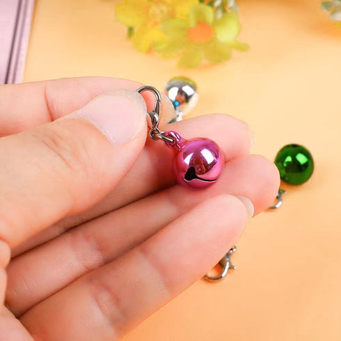 Pet Bells for Dog Cat Collar 6 Pack, Charm Pet Pendant Accessories with 1 Pack Stainless Steel Keychain