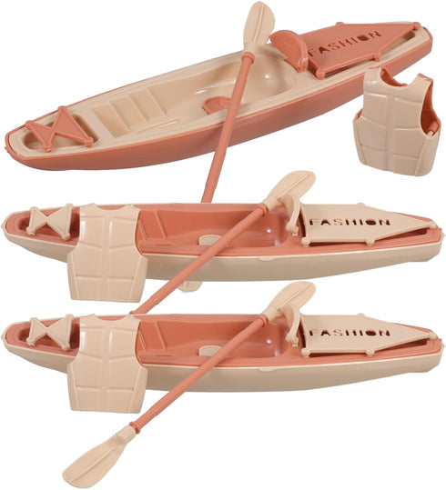 Toyvian 3pcs Plastic Boats Ornaments 19.5cm Kayak Toy Paddle Canoe Model for