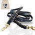 Multi Function 8ft Genuine Leather Dog Leash - Hands Free Training for Small, Medium, Large Dogs (Black)