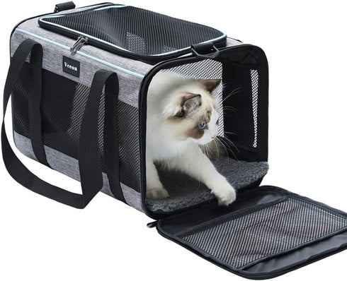 Cat and Dog Carrier for Pets Up to 16 Lbs, Soft-Sided Travel Bag, 17.5x11x11 Inches