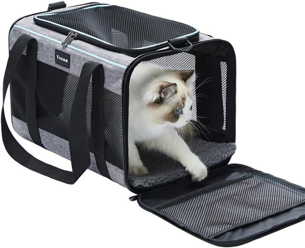Cat and Dog Carrier for Pets Up to 16 Lbs, Soft-Sided Travel Bag, 17.5x11x11 Inches